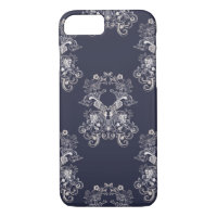 baroque style floral navy pattern.
