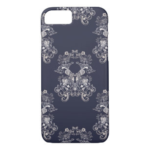 baroque style floral navy pattern. Case-Mate iPhone case