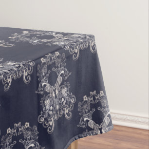 baroque style floral navy pattern. tablecloth