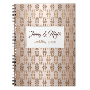 Baroque style gradient beige pattern. Text. Notebook