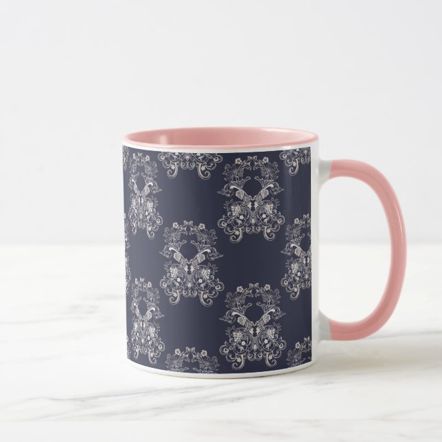 baroque style navy pattern. mug (Right)