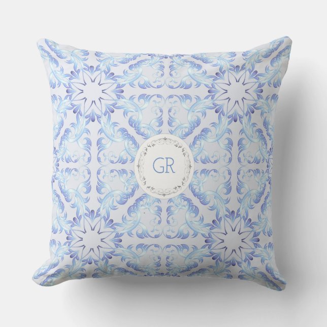 Baroque style pattern.Christmas motif. Monogram. Throw Pillow (Front)