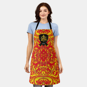 Baroque Style Pattern Sicilian Trinacria Apron
