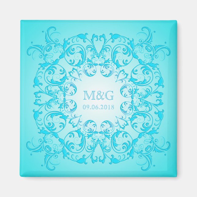 Baroque style turquoise gradient texture. magnet (Front)