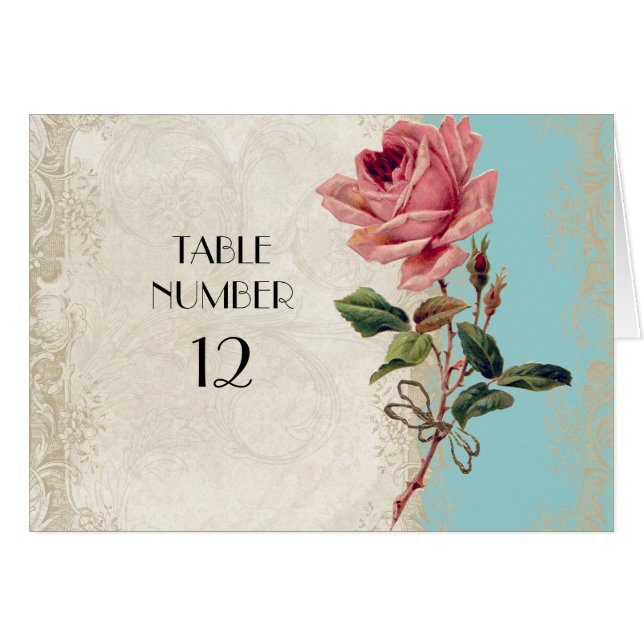 Baroque Style Vintage Rose Aqua n Cream Lace (Front Horizontal)