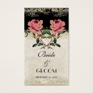 Baroque Style Vintage Rose Black Favour Gift Tags