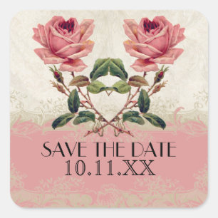 Baroque Style Vintage Rose Lace Square Sticker