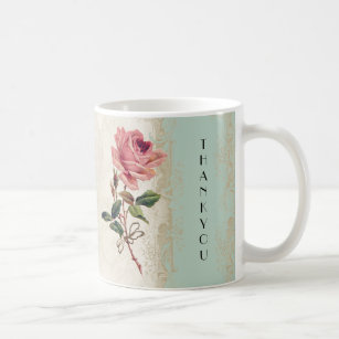 Baroque Style Vintage Rose Mint n Cream Lace Coffee Mug