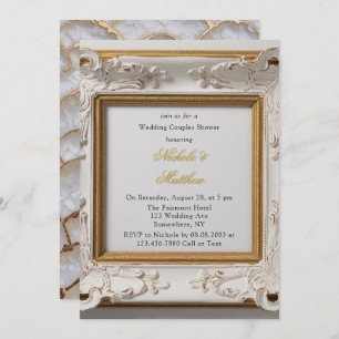 Baroque Style White Gold Wedding Couples Shower Invitation
