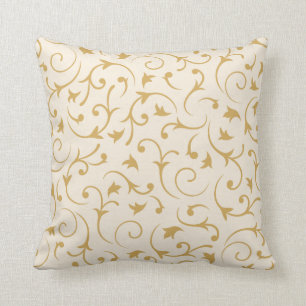 Baroque Swirls – Cream & Gold Throw Pillow