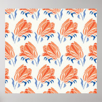 Baroque Tulip: Botanical Vintage Linocut