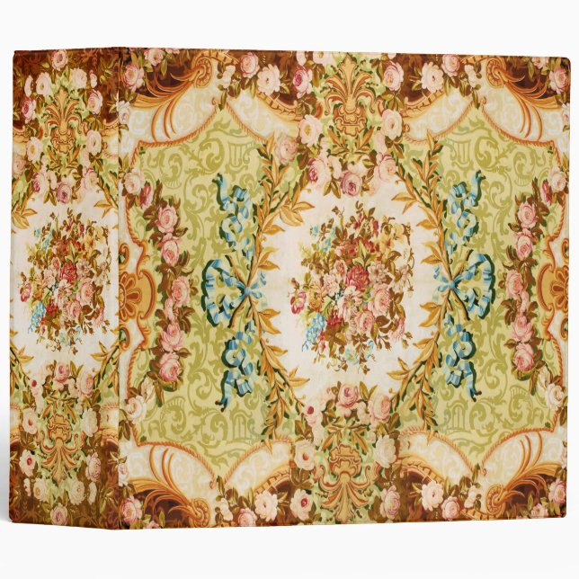 Baroque Victorian floral rose tapestry Binder (Front/Spine)
