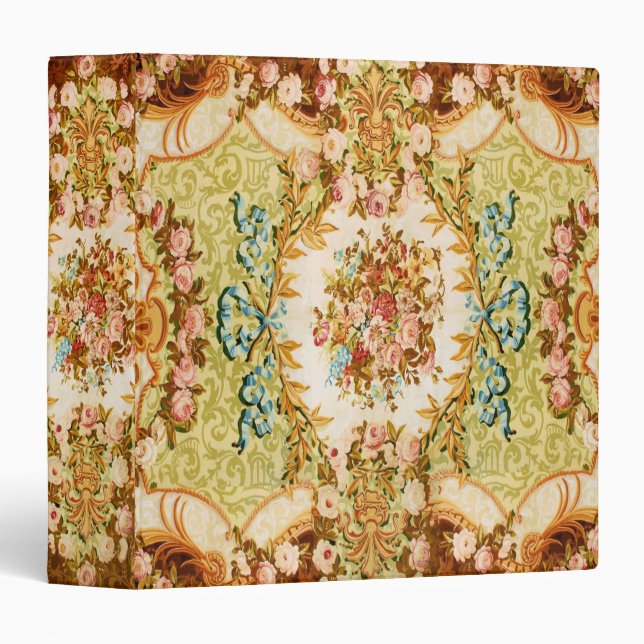 Baroque Victorian floral rose tapestry Binder (Front/Spine)