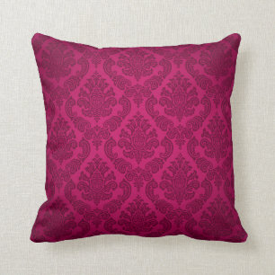 Baroque Vintage Damask   fuchsia Throw Pillow