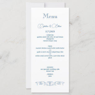 Baroque Vintage Dusty Blue wedding party Menu