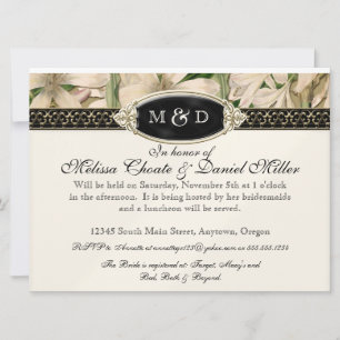 Baroque Vintage Lily Gold Formal Couples Shower Invitation