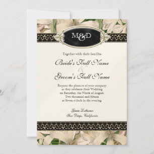 Baroque Vintage Lily Gold Formal Elegant Wedding Invitation