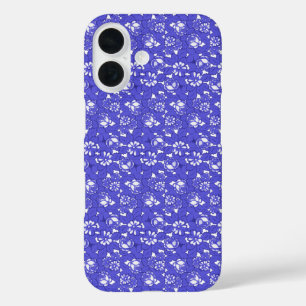 Baroque wallpaper - blue Flower Pattern iPhone 16 Case