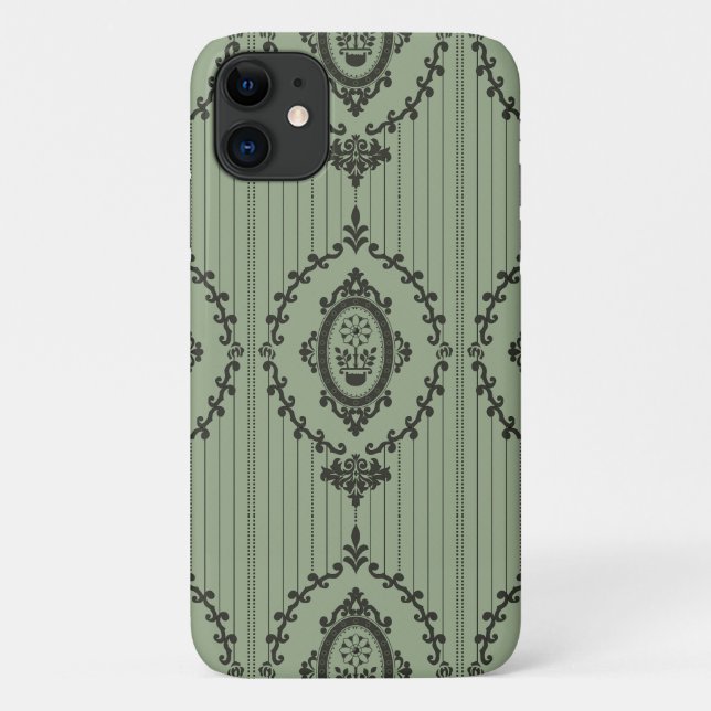 Baroque Wallpaper in Green Case-Mate iPhone Case (Back)