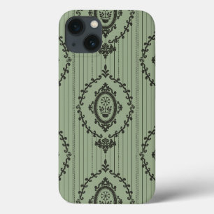 Baroque Wallpaper in Green iPhone 13 Case