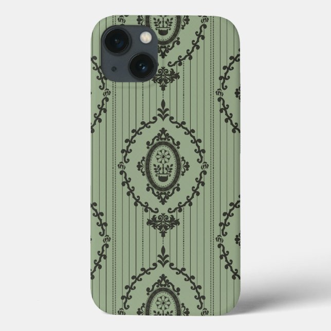 Baroque Wallpaper in Green Case-Mate iPhone Case (Back)