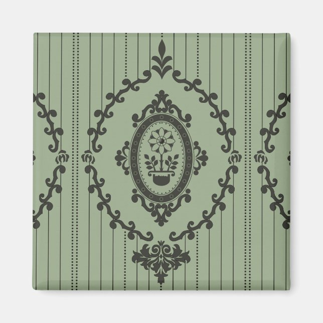 Baroque Wallpaper in Green Magnet (Front)