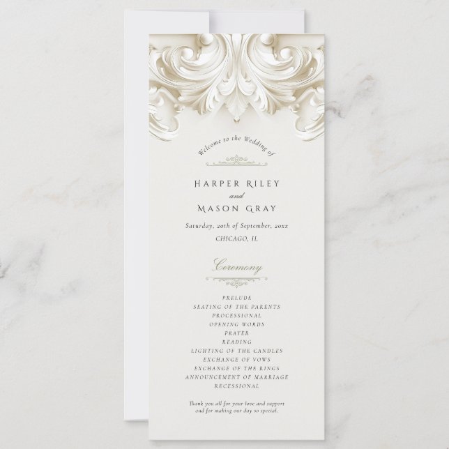Baroque Wedding Ceremony Program (Front)