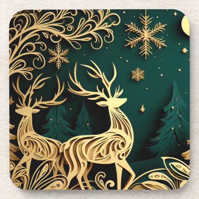 Baroque Winter Stags Coaster (Front)