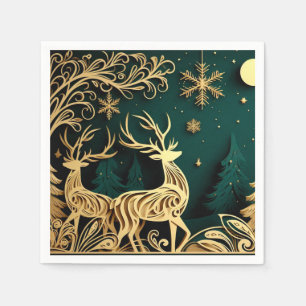 Baroque Winter Stags Napkin