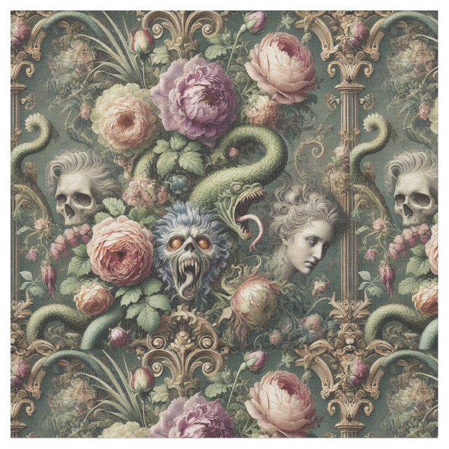 Baroquing Boundaries – Gothic Classic Tile Fabric (Close Up)