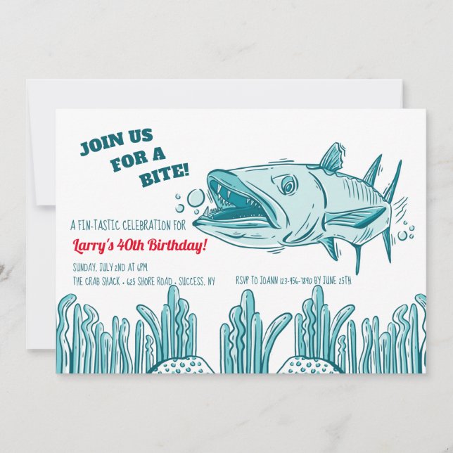 Barracuda Anniversaire Fête Invitation (Devant)