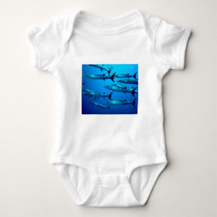 barracuda dive deep sea ocean water tropical wave baby bodysuit