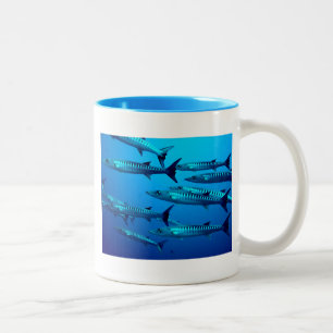 barracuda dive deep sea ocean water tropical wave Two-Tone coffee mug