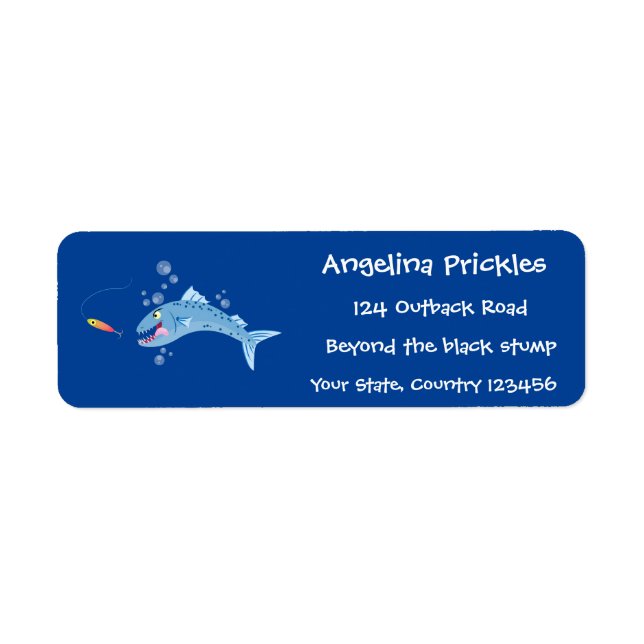 Barracuda fish hungry fishing cartoon illustration (Front)