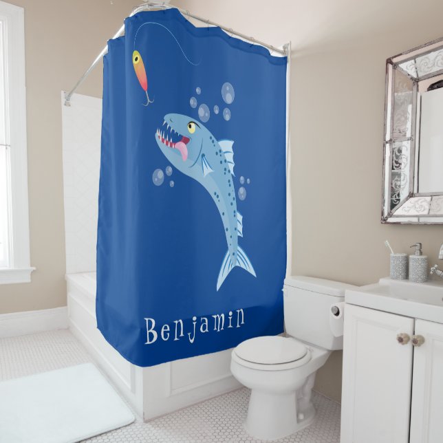 Barracuda fish hungry fishing cartoon illustration (In Situ)