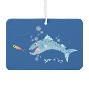Barracuda fish hungry fishing cartoon illustration air freshener