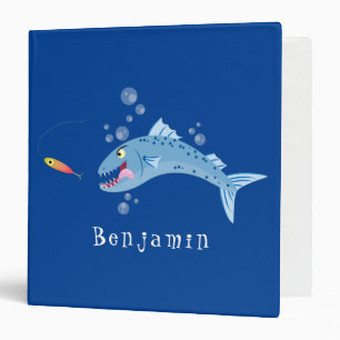 Barracuda fish hungry fishing cartoon illustration binder