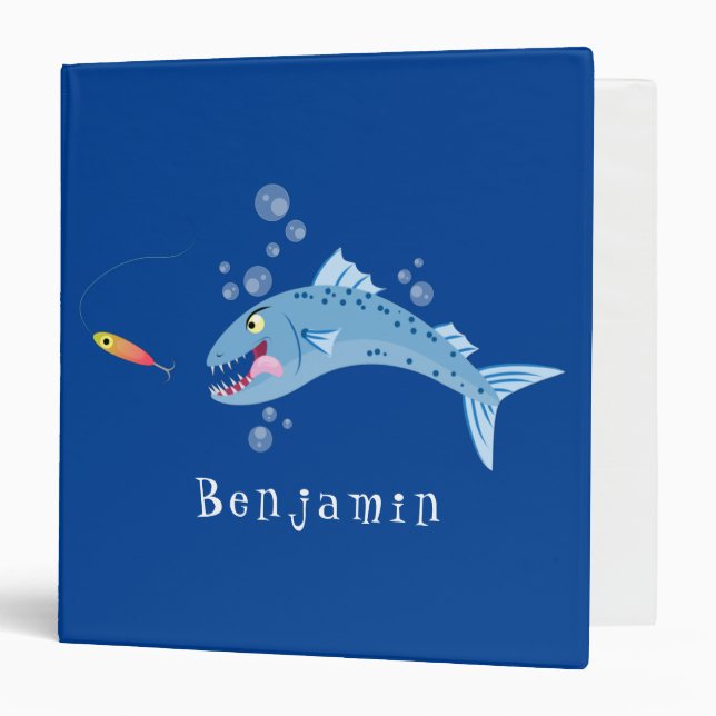 Barracuda fish hungry fishing cartoon illustration binder (Front/Inside)