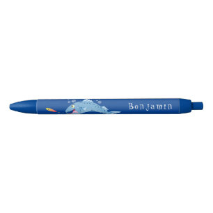 Barracuda fish hungry fishing cartoon illustration black ink pen