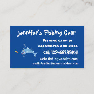 Barracuda fish hungry fishing cartoon illustration business card