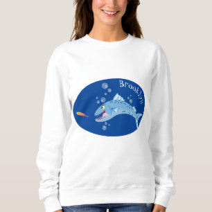 Barracuda fish hungry fishing cartoon illustration sweatshirt