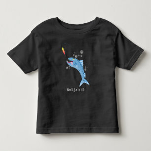 Barracuda fish hungry fishing cartoon illustration toddler t-shirt