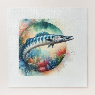 Barracuda in Vibrant Waters 130624AREF119 - Waterc Jigsaw Puzzle