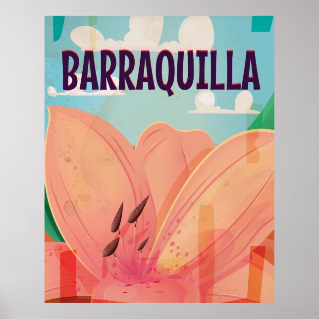 Barraquilla Colombia Vintage Travel Poster (Front)