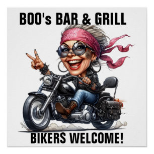 Barre. Affiche de bienvenue des motocyclistes