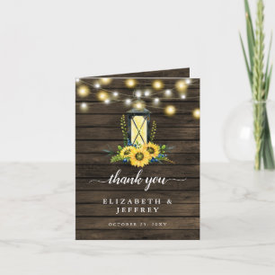 Barre Bois Chaîne Lumières Carte de remerciements 