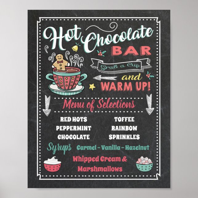 Barre Chocolat Chaud Menu Poster (Devant)