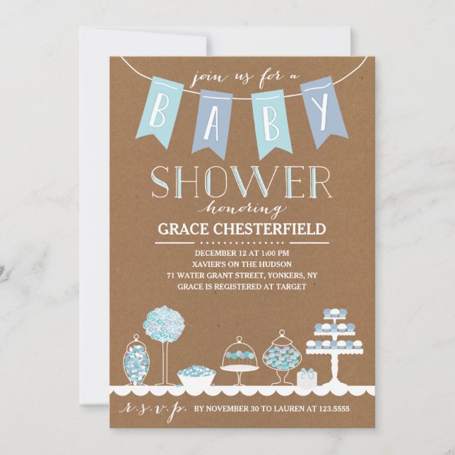 Barre de bonbons| Invitation Baby shower (Devant)