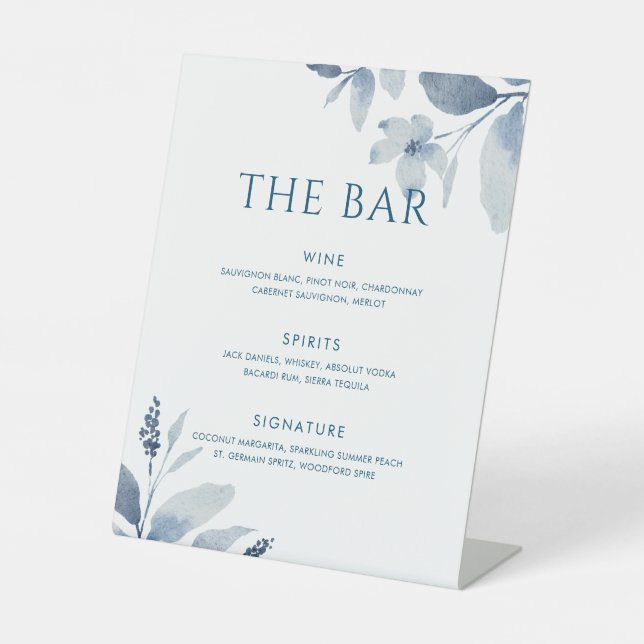 Barre de Mariages Florale bleu foncé Panneau de me (Recto)
