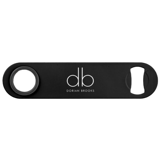 Barre minimaliste moderne Monogramme Noir (Devant (Horizontal))